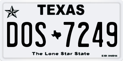 TX license plate DOS7249