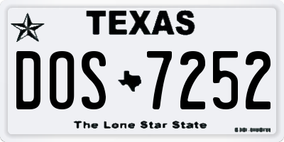 TX license plate DOS7252