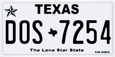 TX license plate DOS7254