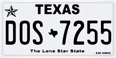 TX license plate DOS7255