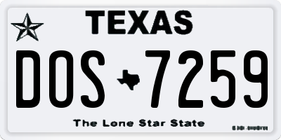 TX license plate DOS7259