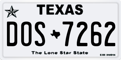 TX license plate DOS7262