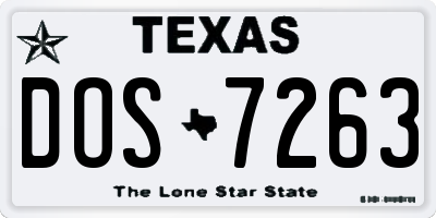 TX license plate DOS7263