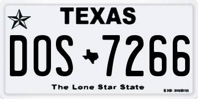 TX license plate DOS7266