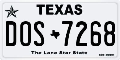 TX license plate DOS7268