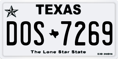 TX license plate DOS7269