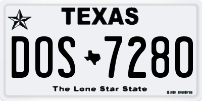 TX license plate DOS7280