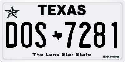 TX license plate DOS7281