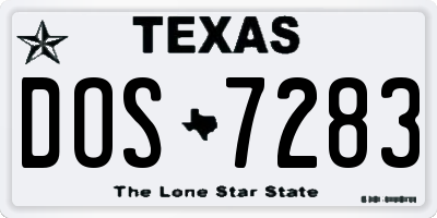 TX license plate DOS7283