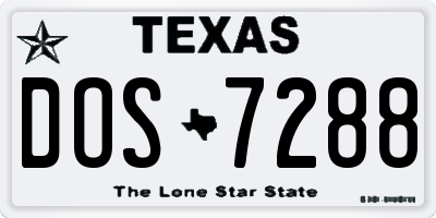 TX license plate DOS7288