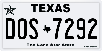 TX license plate DOS7292