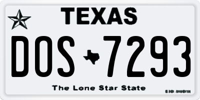 TX license plate DOS7293