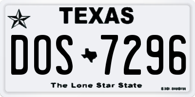 TX license plate DOS7296