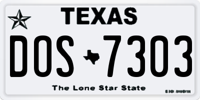 TX license plate DOS7303