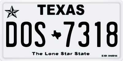 TX license plate DOS7318