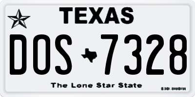 TX license plate DOS7328