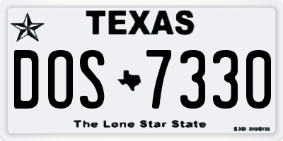 TX license plate DOS7330