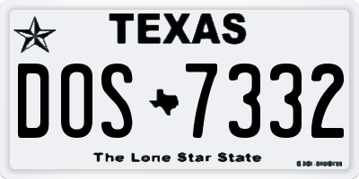 TX license plate DOS7332
