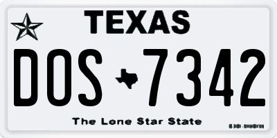 TX license plate DOS7342