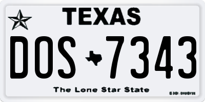 TX license plate DOS7343