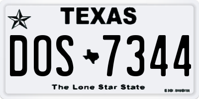 TX license plate DOS7344
