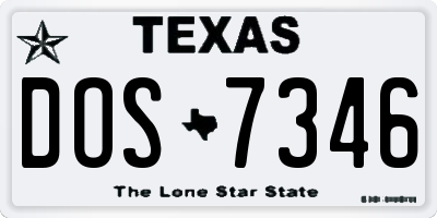 TX license plate DOS7346