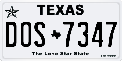 TX license plate DOS7347