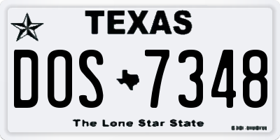 TX license plate DOS7348