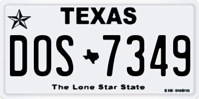 TX license plate DOS7349
