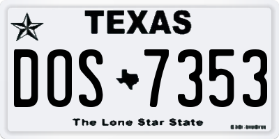 TX license plate DOS7353