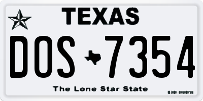 TX license plate DOS7354