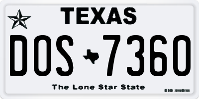 TX license plate DOS7360