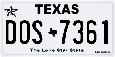 TX license plate DOS7361