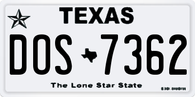 TX license plate DOS7362