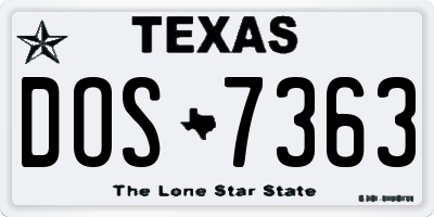 TX license plate DOS7363