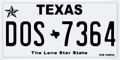 TX license plate DOS7364