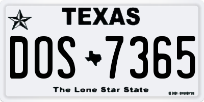 TX license plate DOS7365