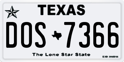 TX license plate DOS7366