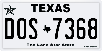 TX license plate DOS7368