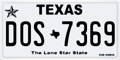 TX license plate DOS7369