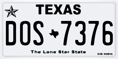 TX license plate DOS7376