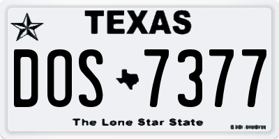 TX license plate DOS7377