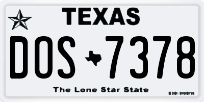 TX license plate DOS7378
