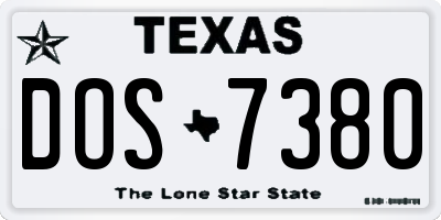 TX license plate DOS7380