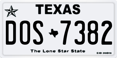 TX license plate DOS7382