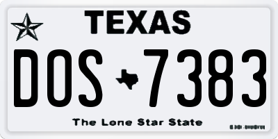 TX license plate DOS7383