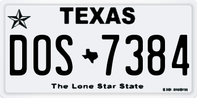 TX license plate DOS7384
