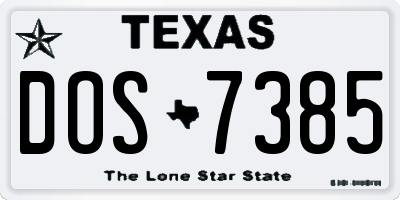 TX license plate DOS7385