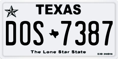 TX license plate DOS7387