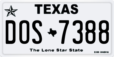 TX license plate DOS7388
